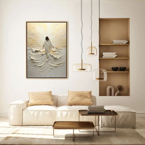 Oil paintings of Jesus in various styles.