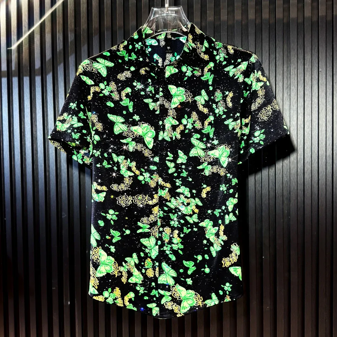 Men's butterfly-print shirt with a rugged, cool vibe