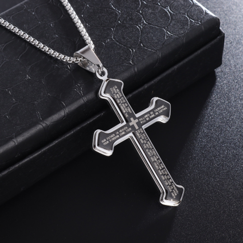 High Quality Stainless Steel Religious Cross Pendant Necklace Punk Fashion Men's Retro