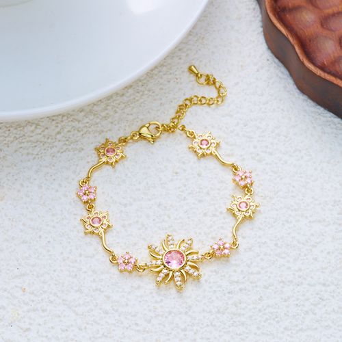 Sun of Divine Light Faith Bracelet – Pink Crystal Blessing, Elegant Protection Jewelry for  Women, Gift for Church, Wedding & Special Days