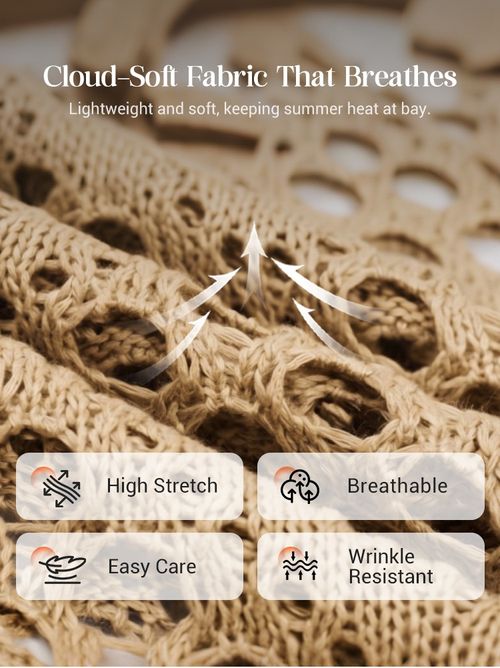 🥰Summer Sale-50% OFF💛Womens Bohemian-Inspired Beige Crochet Top With V-Neck