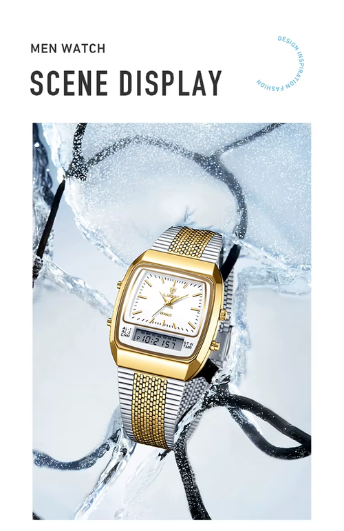 Unisex Luxury Dual-Display Quartz Waterproof Watch