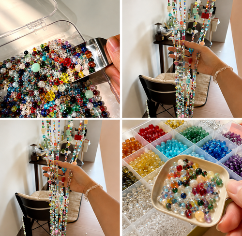 Dopamine style  handmade beaded door curtain DIY kit (includes 500g of beads and 8 meters of fishing line)