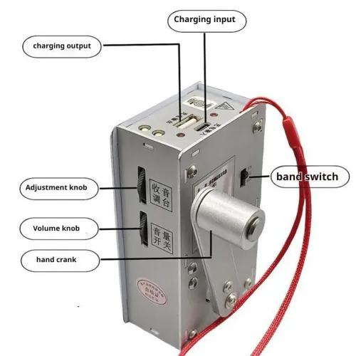 Outdoor Hand Crank Emergency Tool Supply LED Flashlight Radio USB Charger Compact Body Emergency Power Survival Backup Generator