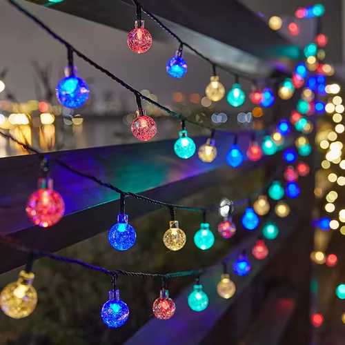 Solar LED Crystal Ball String Light Waterproof Fairy Lights Christmas Wedding Garland Garden Lawn Tree Outdoor Decoration