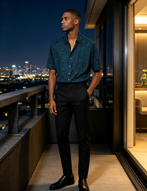 Classy Subtle Floral Jacquard Men's Shirt