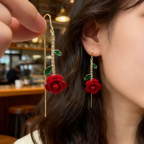 🌹 Eternal Bloom: Exquisite Handmade Rose Petal Earrings