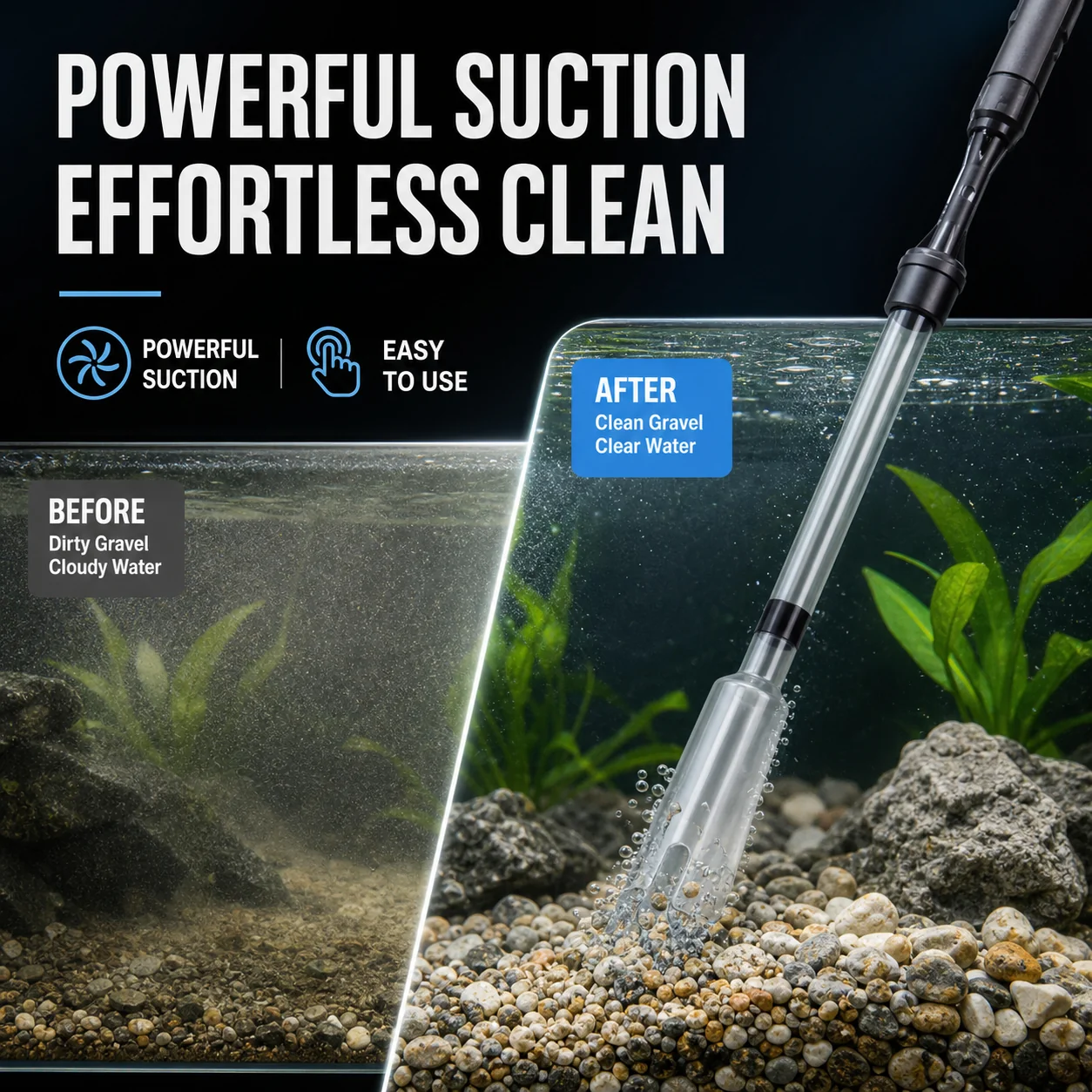 ⏰Electric Aquarium Gravel Cleaner – Powerful Siphon, Hands-Free Operation & Crystal-Clear Tank Water ✨
