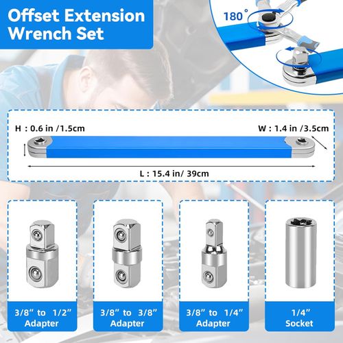 Offset extension wrench, best 38.1 cm offset extension wrench, multi-functional compact extension wrench set