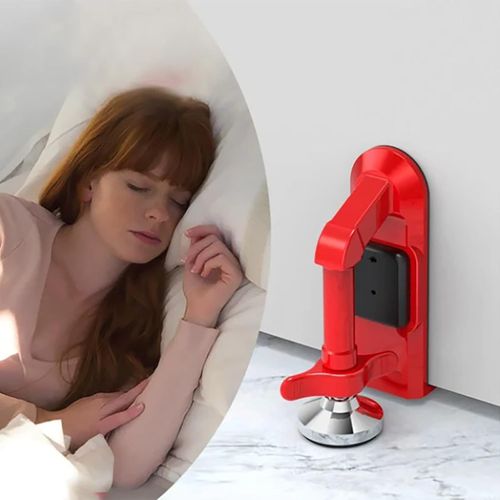 Security Door Jammer Door Stoppers, Portable Door Lock, Travel Anti Theft Door Blocker, Apartment Safety Protection, Anti-Slip Door Lockdown Security Device for Home Bedroom Hotel Bar (Red)