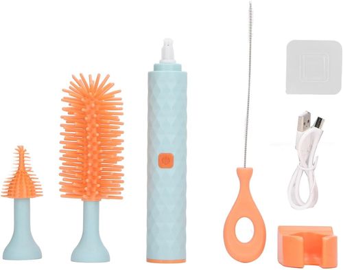 Bottle Cleaner Brush, Safety IP65 Silicone Multi Function Electric Bottle Brush Set for Straws for Parents