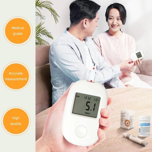 Digital Blood Glucose Monitor, Large LCD Display, 5-Second Results,  Compact Design, Complete 50 pcs Testing Kit with Case