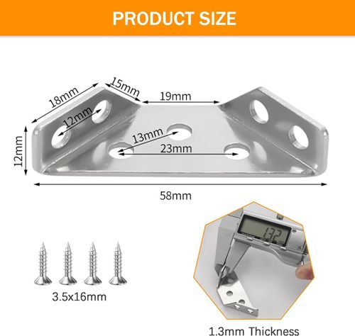20 Pack Corner Bracket, Universal Furniture Corner Connector, Trapeziform Angle Brackets, Stainless Steel Metal Angle Corner Brackets for Wood Furniture Chair Drawer Cabinet Tables Chairs