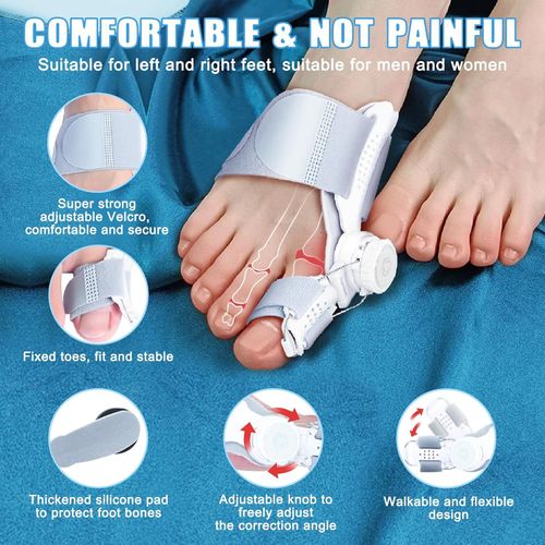 Bunion Corrector for Women & Men, Adjustable Knob Bunion Brace Splint for Big Toe Relief Bunion Splints Hammer Toe Straightener Suitable for Left and Right Feet, with 1 Pair Toe Seperator