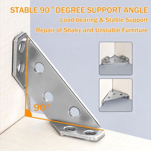 20 Pack Corner Bracket, Universal Furniture Corner Connector, Trapeziform Angle Brackets, Stainless Steel Metal Angle Corner Brackets for Wood Furniture Chair Drawer Cabinet Tables Chairs