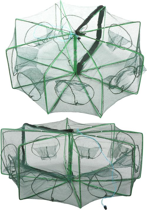 Fishing Bait Trap, Portable Folded Fishing Net 8 Holes Automatic Fishing Crab Net Trap Cage Portable Folded Fishing Net Fish Accessories