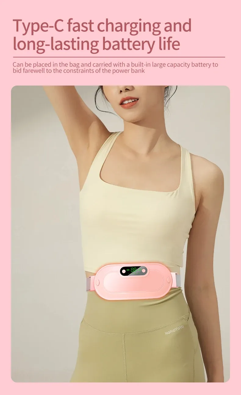 Portable Cordless Heating Pad - Menstrual Heating Pad,Warm Palace Belt Fast Heating Pad with 3 Heat Levels and 4 Massage Modes - Back or Belly Heating Pad for Women and Girl Belly Wrap Belt
