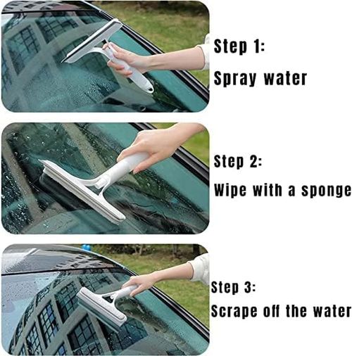 Two-piece 3-in-1 glass cleaner set, featuring a spray design for easy cleaning of car windows, glass, mirrors, and bathroom tiles (glass spray cleaner).