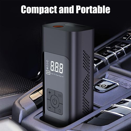 Portable Tire Inflator Air Compressor, Electric Air Pump, Built-in 6000mAh Battery Tire Pressure Auto Shut-Off, LED Light, Rechargeable Cordless Tire Pump for Car, Bike Motorcycle