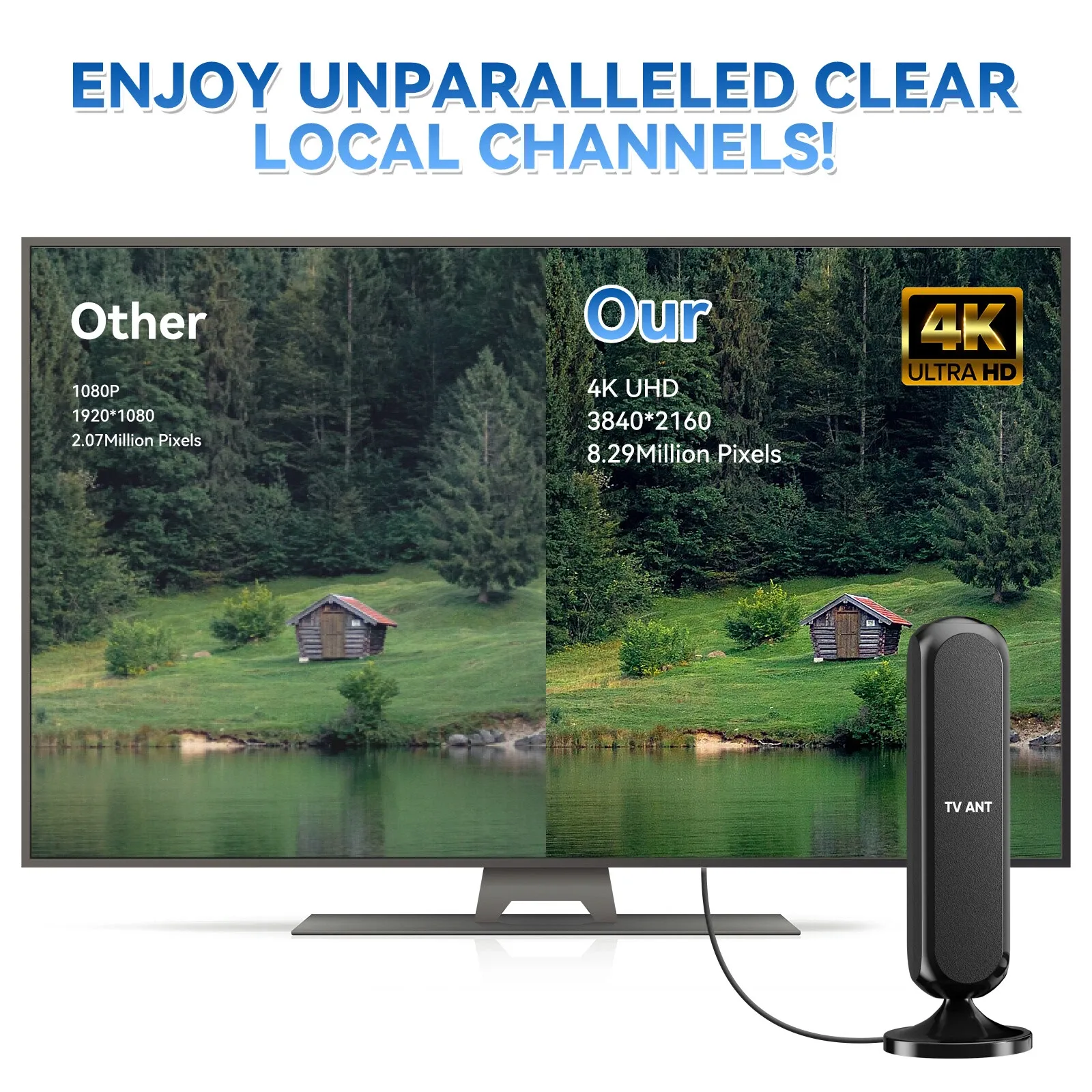 HDTV 1080P Outdoor or indoor Amplified Digital Antenna 360 Rotor HD TV