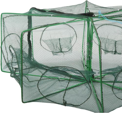 Fishing Bait Trap, Portable Folded Fishing Net 8 Holes Automatic Fishing Crab Net Trap Cage Portable Folded Fishing Net Fish Accessories