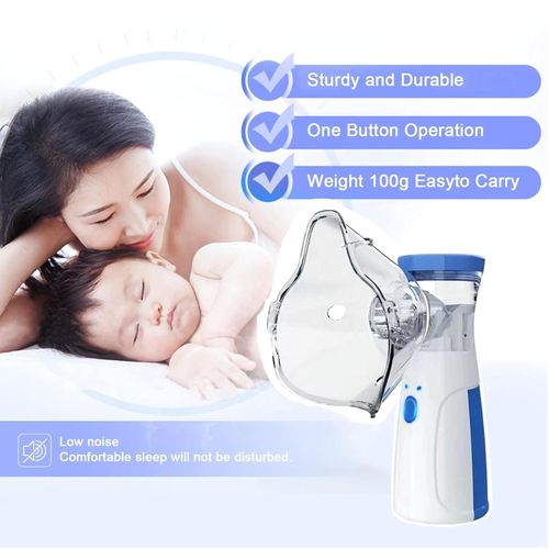 Rechargeable Nebulizer Machine for Adults and Kids, Super Quiet Portable Nebulizer for Baby, 2 Working Mode Travel and Household Use, Handheld Mesh Nebulizer for Breathing Problems