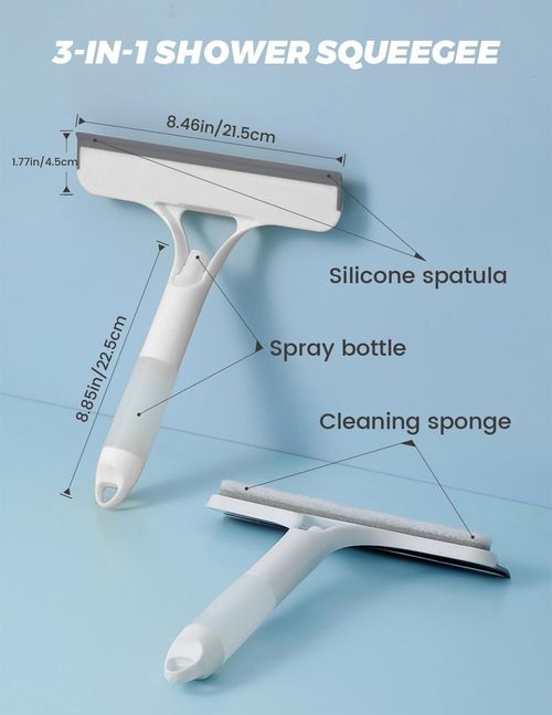 Two-piece 3-in-1 glass cleaner set, featuring a spray design for easy cleaning of car windows, glass, mirrors, and bathroom tiles (glass spray cleaner).