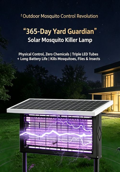 Solar-Powered Insect Killer, Outdoor Waterproof, Portable Electronic Mosquito Killer, Rechargeable Insect Trap, Suitable for Homes, Patios, Backyards, and Camping