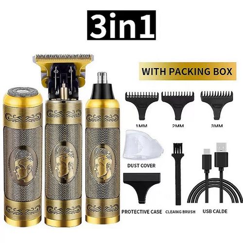 3-in- 1 Hair Clipper Set, Reciprocating Shaver, and Nose Hair Trimmer – Multifunctional Cleaning & Grooming Device