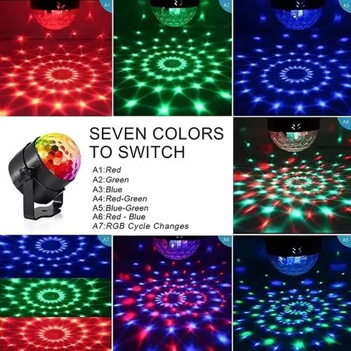 LED Sound-Activated Rotating Crystal Ball Light for Room, Disco, Wall, Car Music