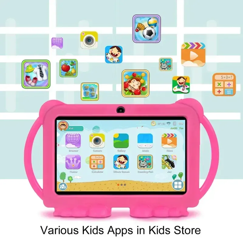 7 Inch Tablet 5GWIFI Children's Tablet 4GB RAM 64GB ROM Four Core Children's Education Games Android 9.0 System 4000mAh Battery