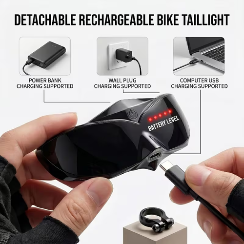 Intelligent automatic braking sensor light, supports text input via mobile phone, dynamic eye GIF, detachable rechargeable taillight, outdoor cycling taillight, can be installed on cycling helmets, suitable for various types of helmets and bicycles.