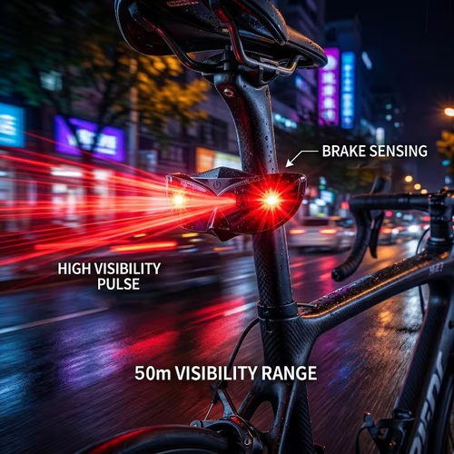 Intelligent automatic braking sensor light, supports text input via mobile phone, dynamic eye GIF, detachable rechargeable taillight, outdoor cycling taillight, can be installed on cycling helmets, suitable for various types of helmets and bicycles.