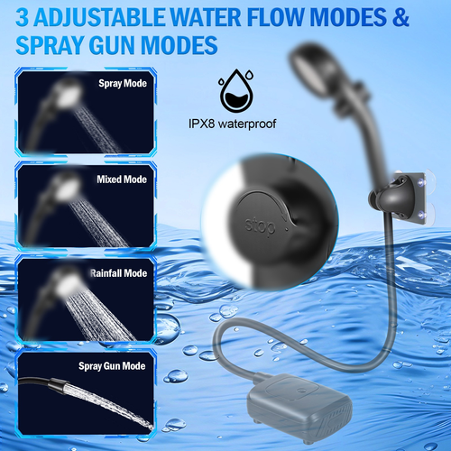 Outdoor ABS Battery-Powered Electric Shower for Construction Sites Dorms Rural Areas Portable Household Bathing
