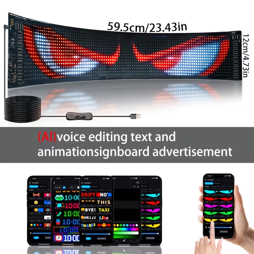 LED Matrix Panel APP Control USB 5V Scrolling Text Pattern Animation Flexible LED Screen LED Sign Display for Car Windows Shop