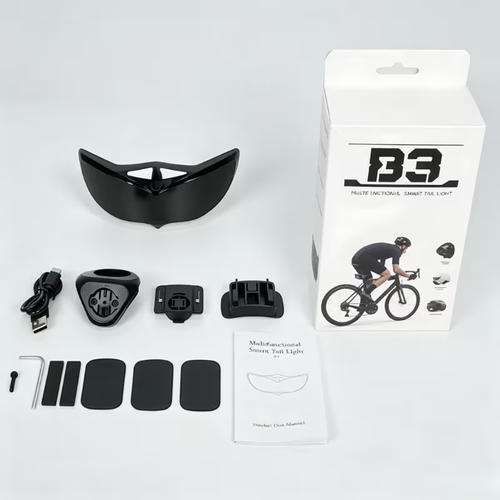 Intelligent automatic braking sensor light, supports text input via mobile phone, dynamic eye GIF, detachable rechargeable taillight, outdoor cycling taillight, can be installed on cycling helmets, suitable for various types of helmets and bicycles.