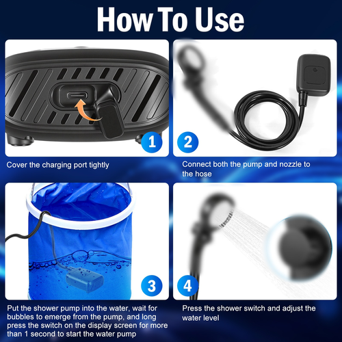 Outdoor ABS Battery-Powered Electric Shower for Construction Sites Dorms Rural Areas Portable Household Bathing