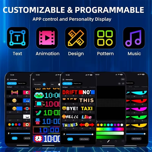 LED Matrix Panel APP Control USB 5V Scrolling Text Pattern Animation Flexible LED Screen LED Sign Display for Car Windows Shop