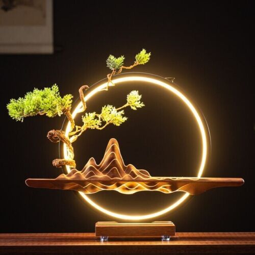 LED Lamp Circle with Mountain Tree Backflow Incense Burner With Free 48 Cones