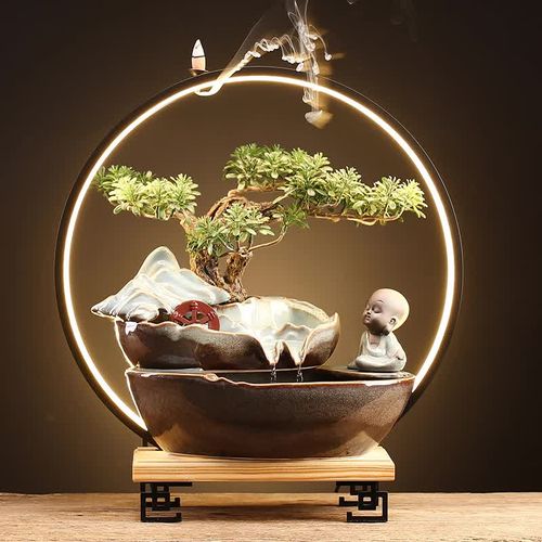 Oriental conical incense burner, retro LED incense burner kit, Zen Garden Waterfall, reflux, incense fireplace