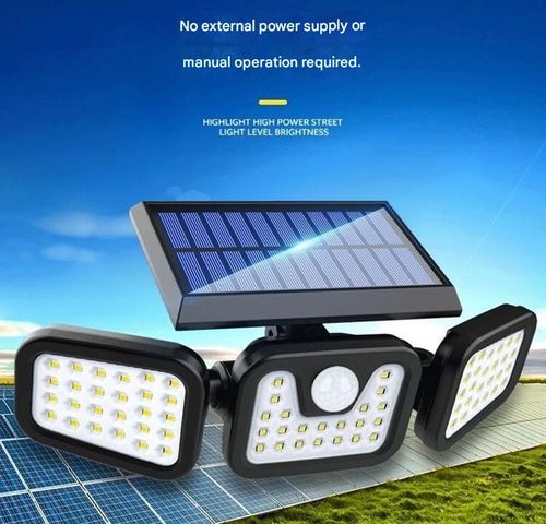 Solar LED 4-Head Rotatable Wall Light — Outdoor Waterproof, Foldable, Auto-Sensing Road Illumination Lamp