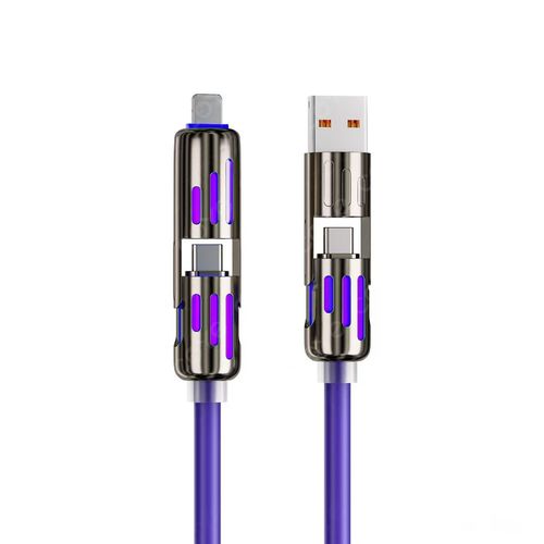 240W 4-in-1 Fast Charging Cable with LED Light Bar Type-C Fast Charging Cable: Universal Compatibility (Apple, Huawei, Android)
