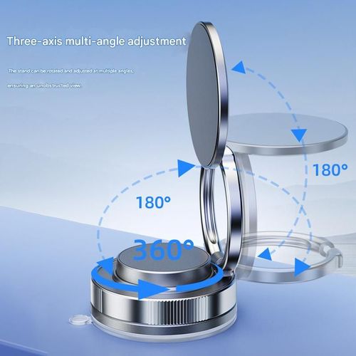Universal Magnetic Car Phone Holder Strong Vacuum Suction Cup Mount for All Smartphones & Vehicles Foldable Design Works on Dashboard Gym & Bathroom Mirrors