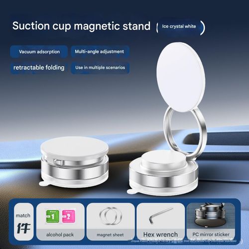 Universal Magnetic Car Phone Holder Strong Vacuum Suction Cup Mount for All Smartphones & Vehicles Foldable Design Works on Dashboard Gym & Bathroom Mirrors