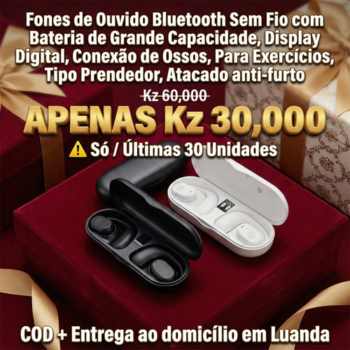 Fones de Ouvido Bluetooth Sem Fio com Bateria de Grande Capacidade, Display Digital, Conexão de Ossos, Para Exercícios, Tipo Prendedor, Atacado