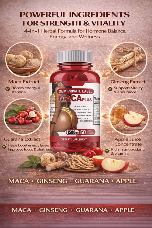 OEM ODM Maca Root Gummies Private Label Herbal Supplement for Vitality Support