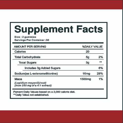 OEM ODM Maca Root Gummies Private Label Herbal Supplement for Vitality Support