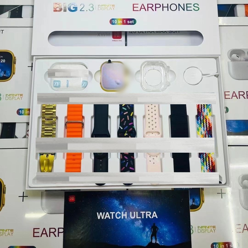 Ultra smartwatch, 7 straps plus waterproof earplugs set