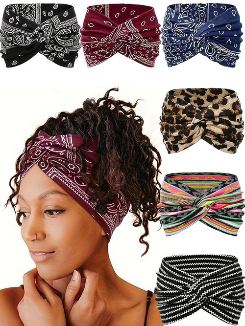 Buy one, get five free! Stylish bohemian criss-cross hairbands. Highly elastic, comfortable, and non-slip—perfect for any hairstyle.