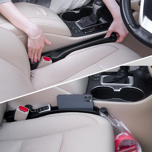 Car Seat Gap Filler Set of 2, Soft Foam Multifunctional Seat Side Gap Filler with Organizer & Hook Function